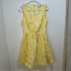 LC Lauren Conrad Yellow Sunflower‎ Embroidered Fit & Flare Dress Size 8